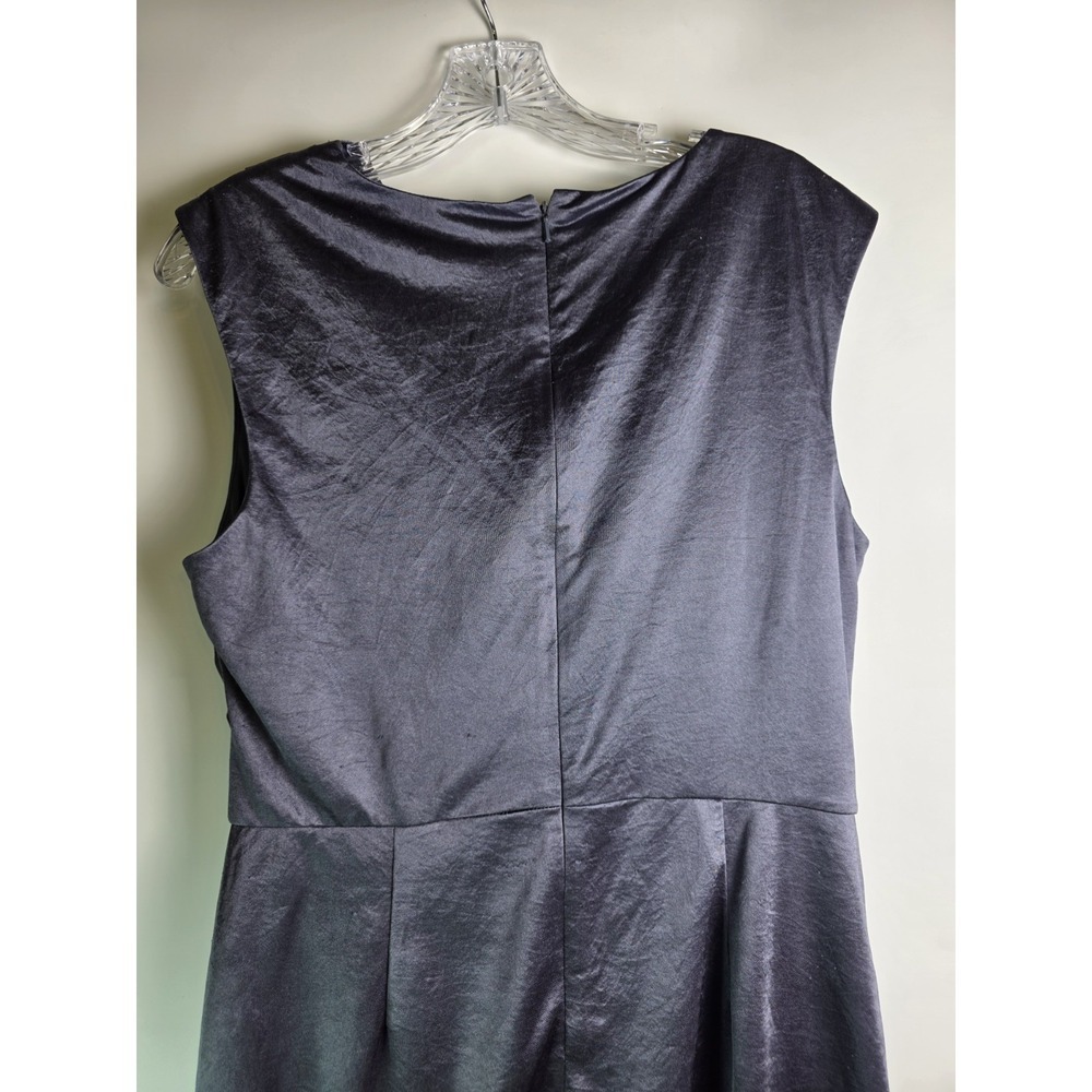 Suzi Chin Maggy Women's 12 Silver Slate Dress Sleeveless Faux Wrap‎ Knee Length - Picture 7 of 12